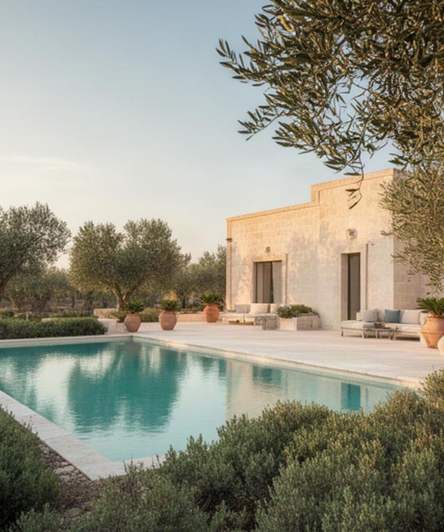 Villa pugliese con terrazza, ulivi e piscina curata nella zona di Pulsano